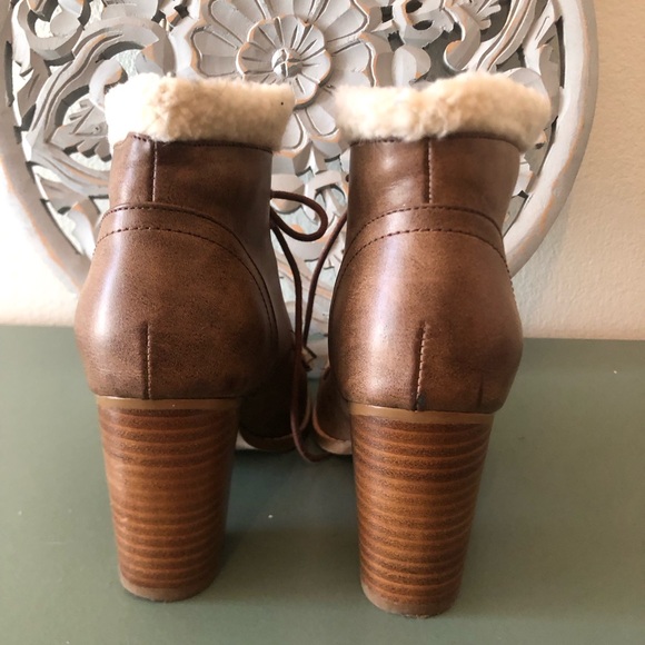 Sherpa lined brown heeled boots 6.5 - Picture 3 of 7